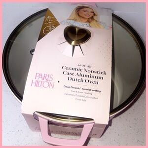 NWT“Paris Hilton” PINK Diamond edition! 4.6qt Nonstick Cast Aluminum Dutch Oven